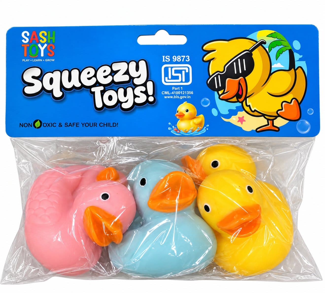 🐥 Squeezzy Toys – Cute Squeaky Duck Set