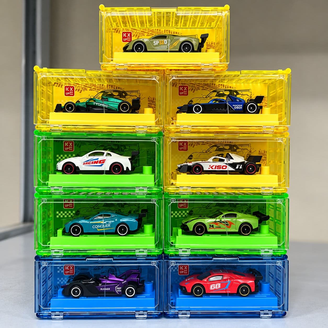 🏎️ Mini Racing Car Collection with Display Case