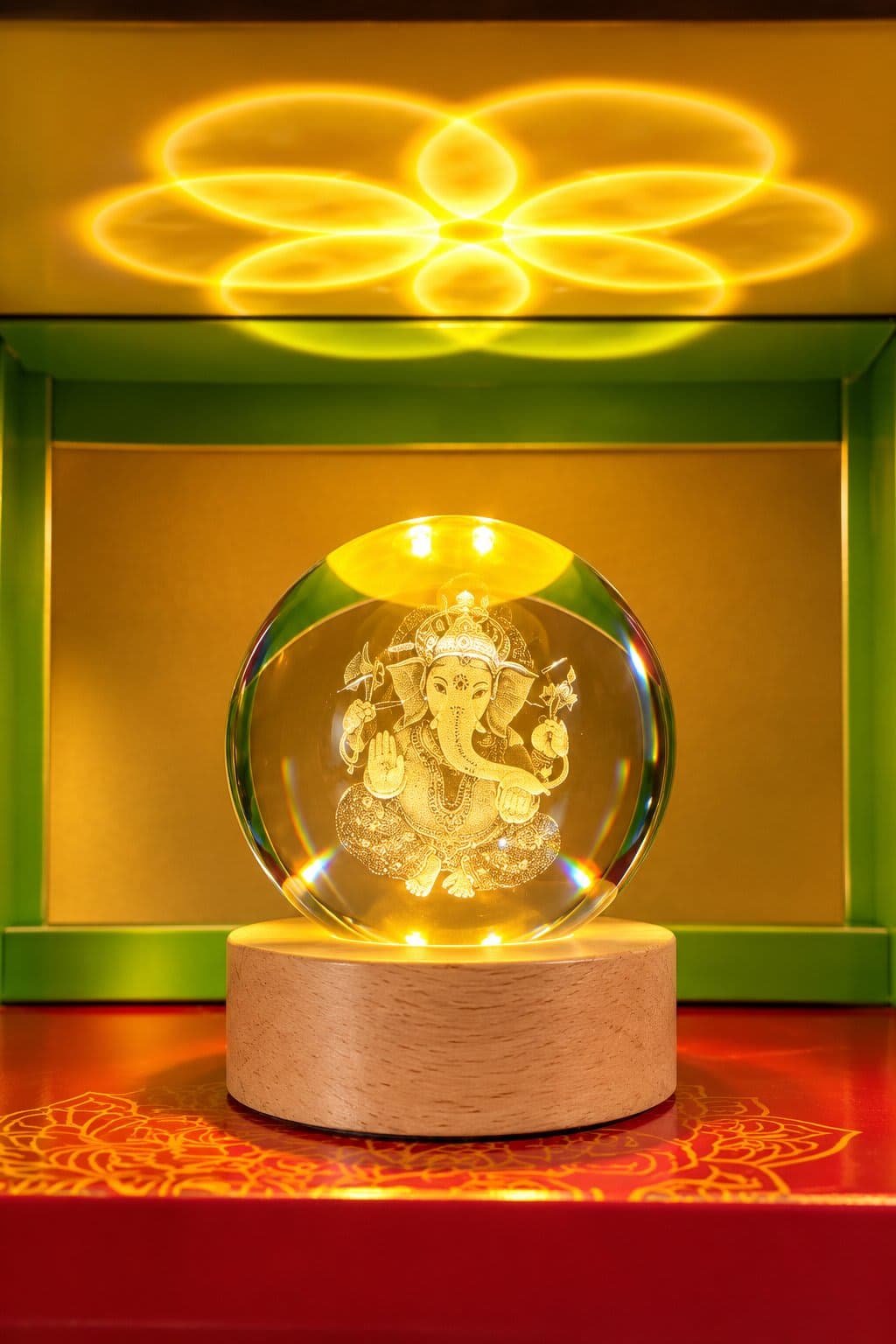 🪔 Lord Ganesha Crystal Sphere Decorative Showpiece